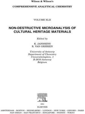 cover image of Non-destructive Micro Analysis of Cultural Heritage Materials